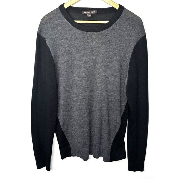 Michael Kors Mens Sweater Extra Fine Merino Wool Preppy Pullover Gray Size Large - Picture 1 of 10
